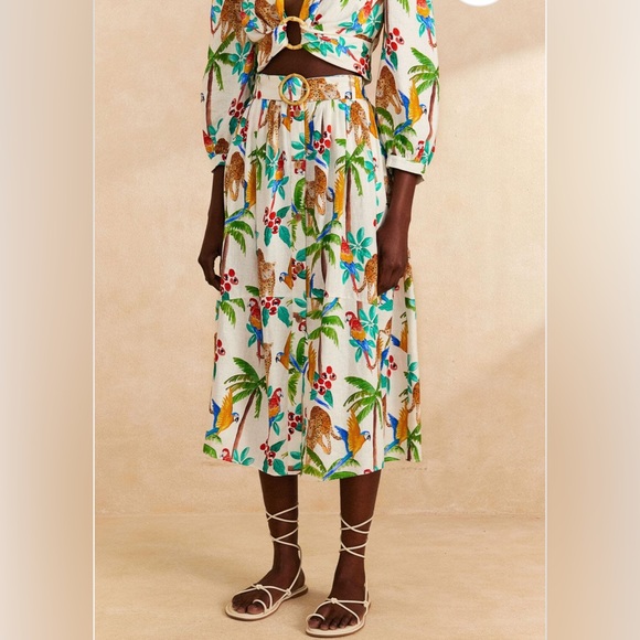 NWT FARM Rio Tropical Paradise Midi Skirt - Picture 5 of 9